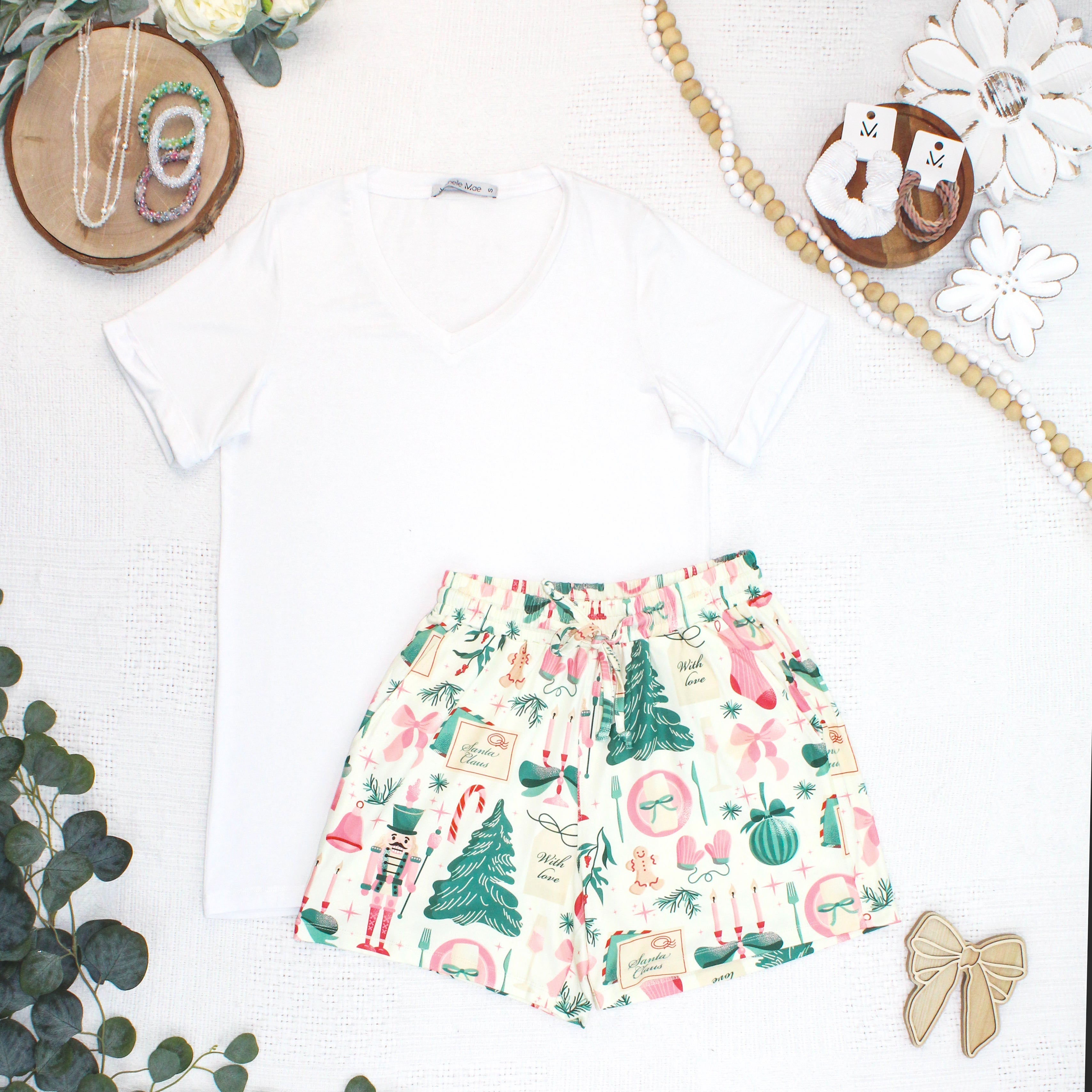 Jamie Lounge Shorts - Pink Pine Noel
