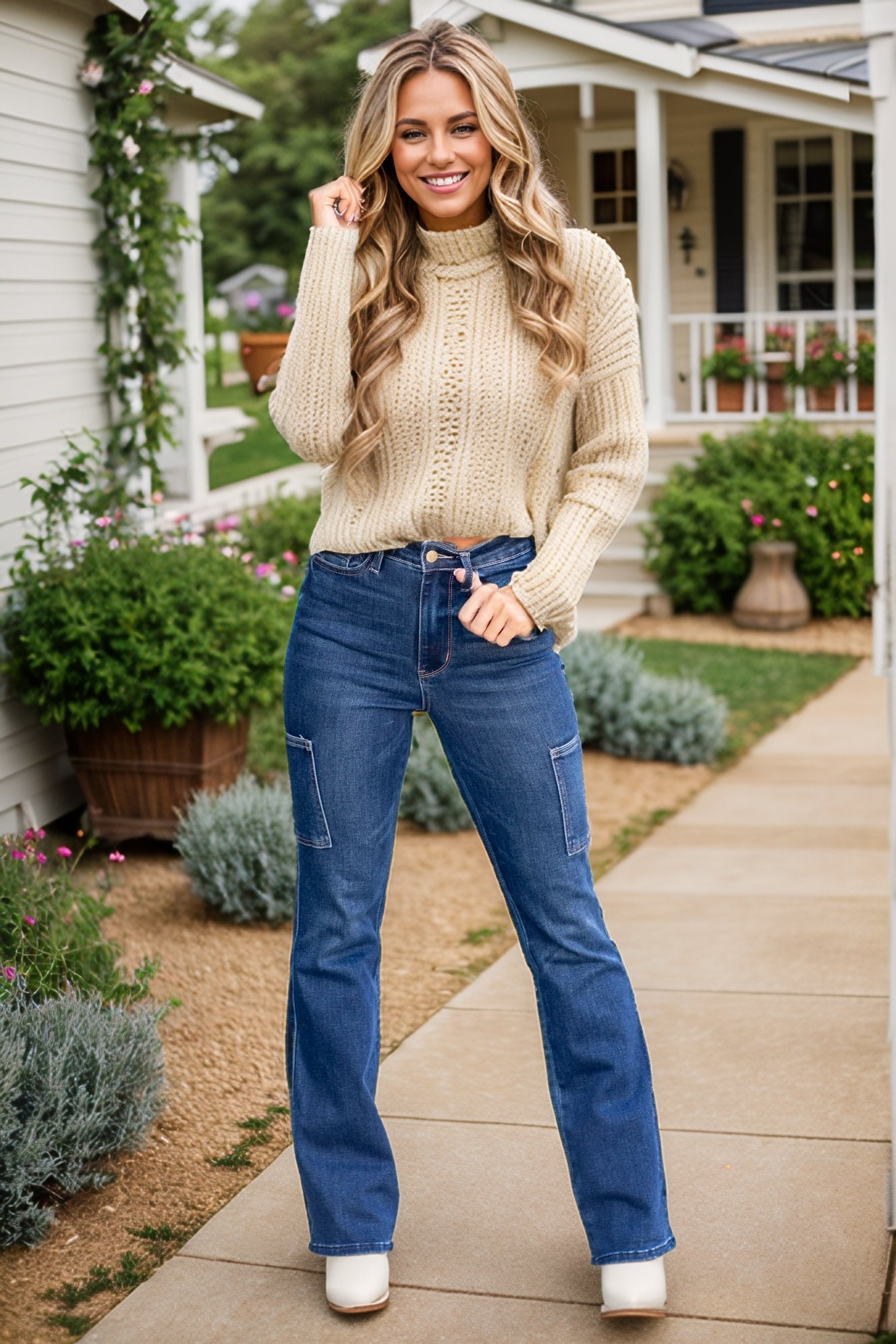 Lovin' Nature - Judy Blue Cargo Bootcuts - stylish, high-quality wholesale denim, available for boutique drop shipping from the US.