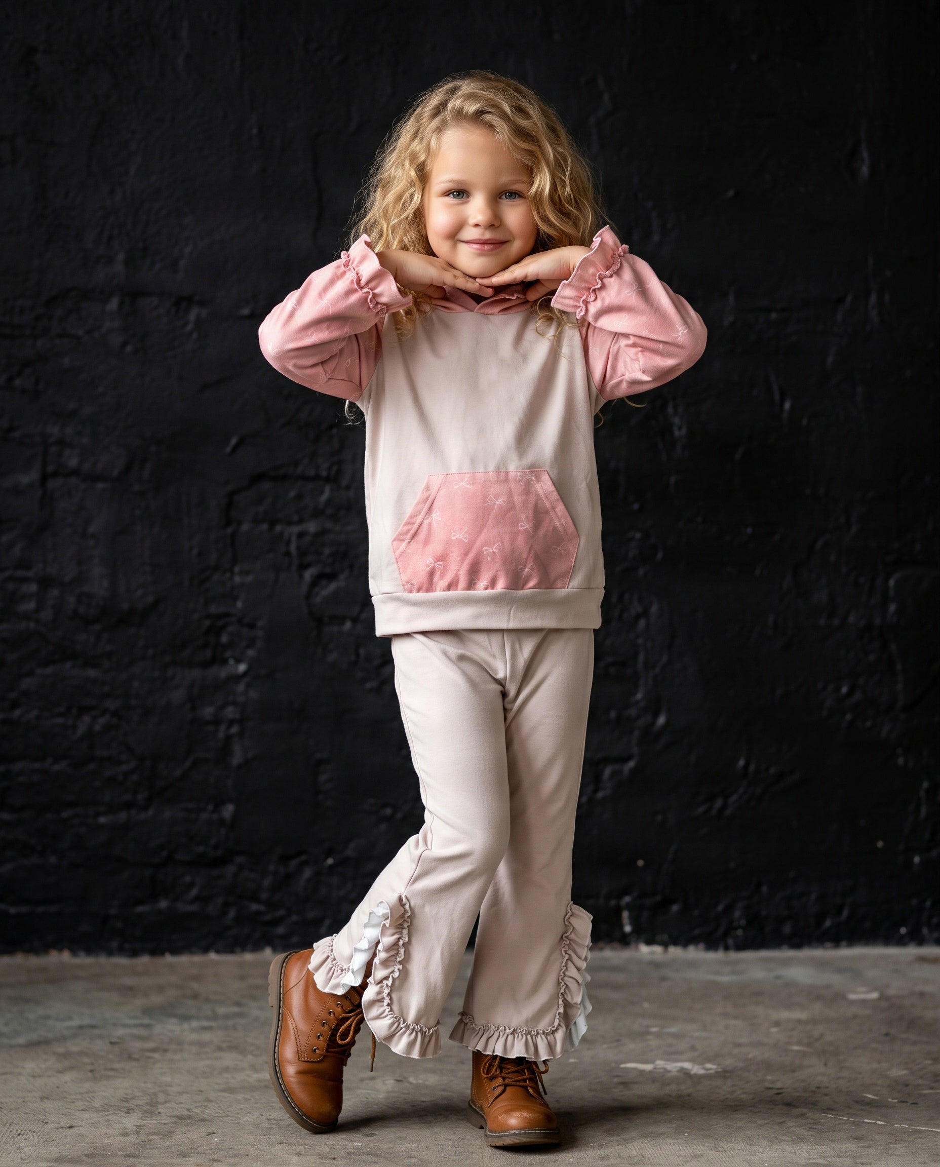 Pink Bow Lucy Hooded Set
