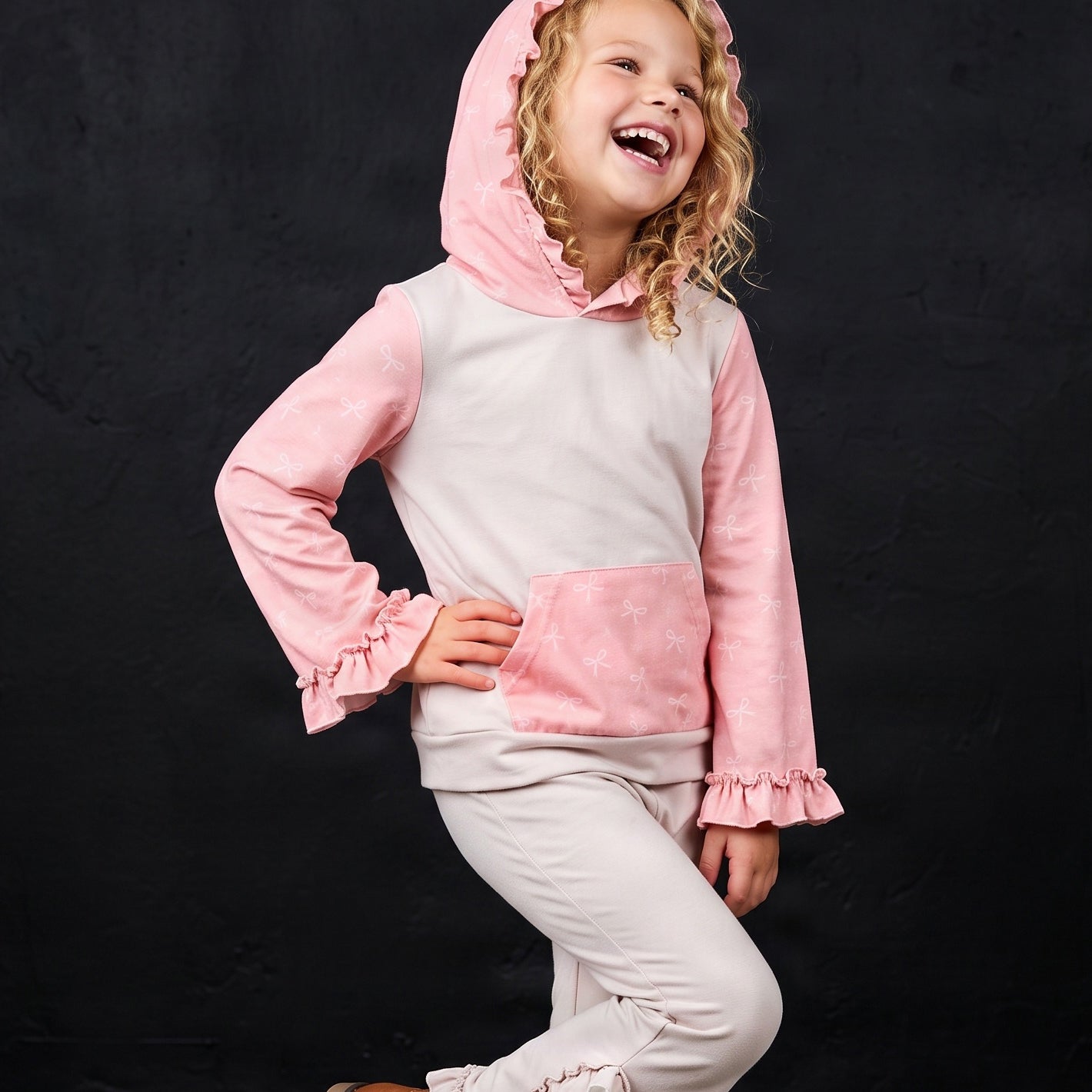 Pink Bow Lucy Hooded Set