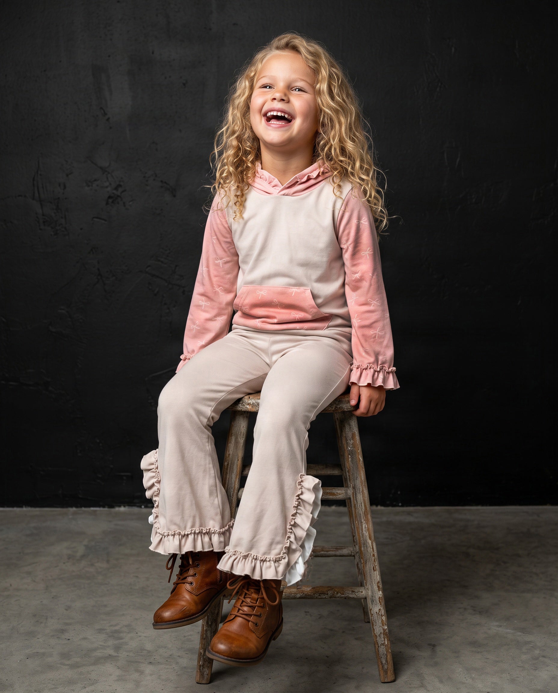 Pink Bow Lucy Hooded Set
