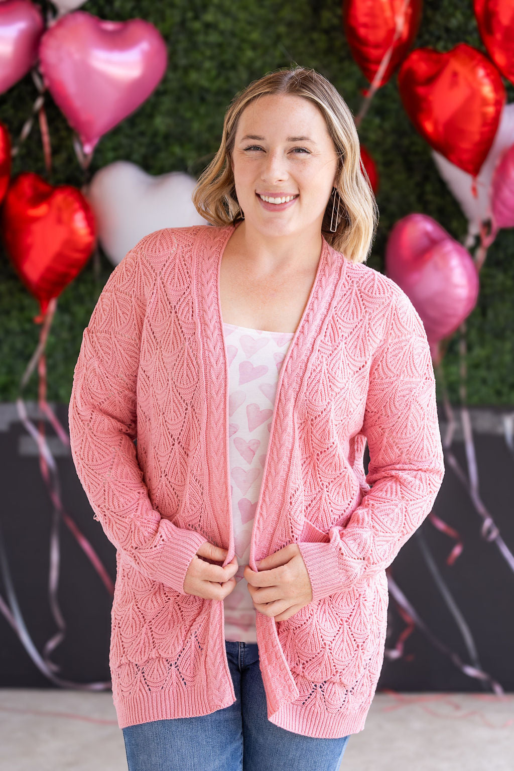 Open Knit Cardigan - Rose