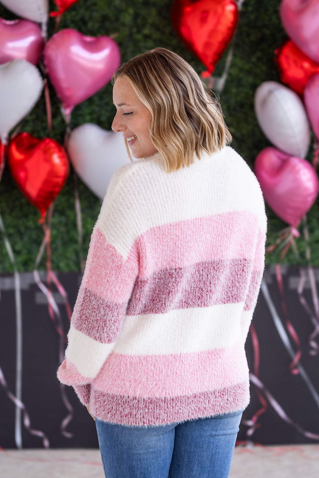 Cozy Block Sweater - VDay Stripes