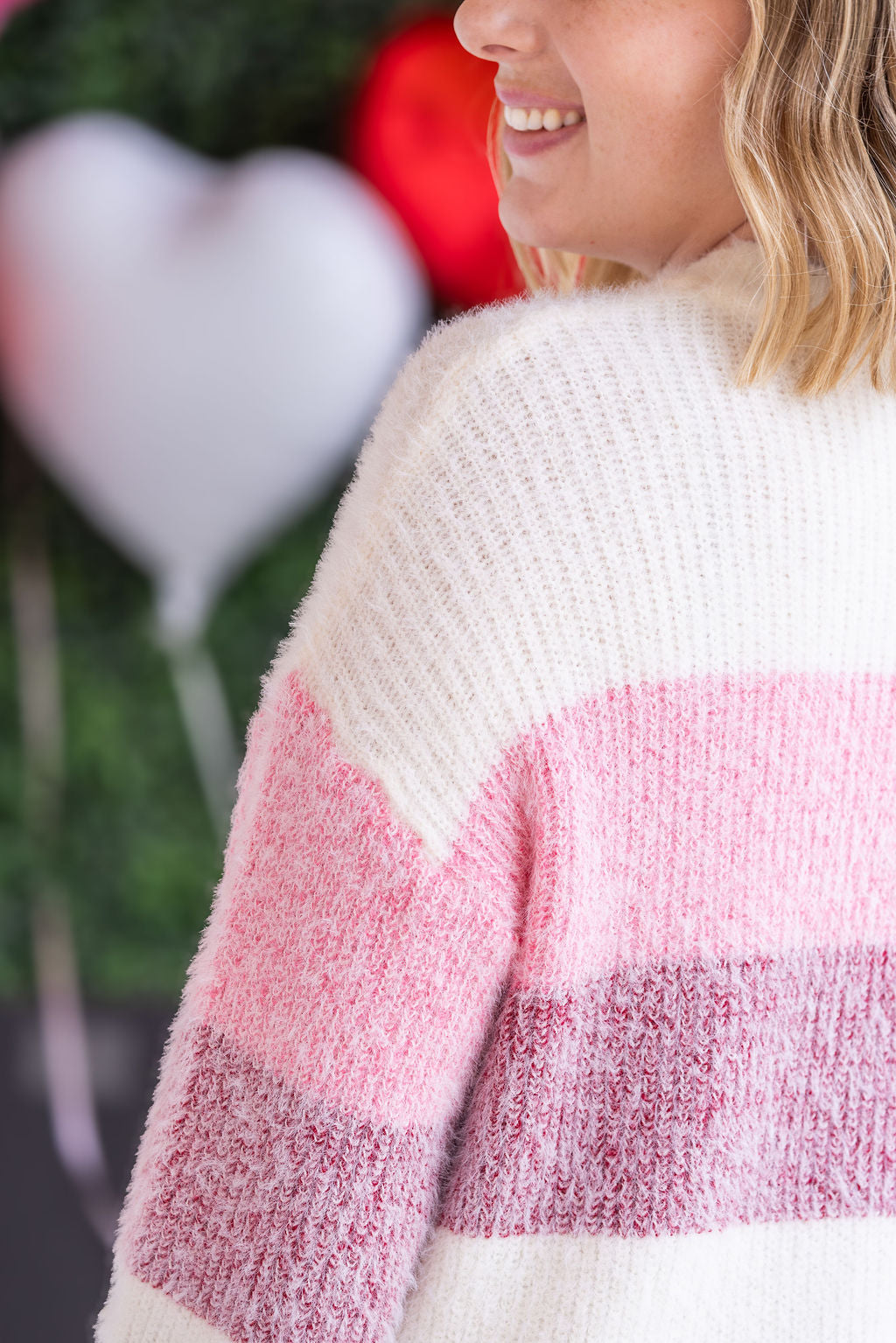 Cozy Block Sweater - VDay Stripes