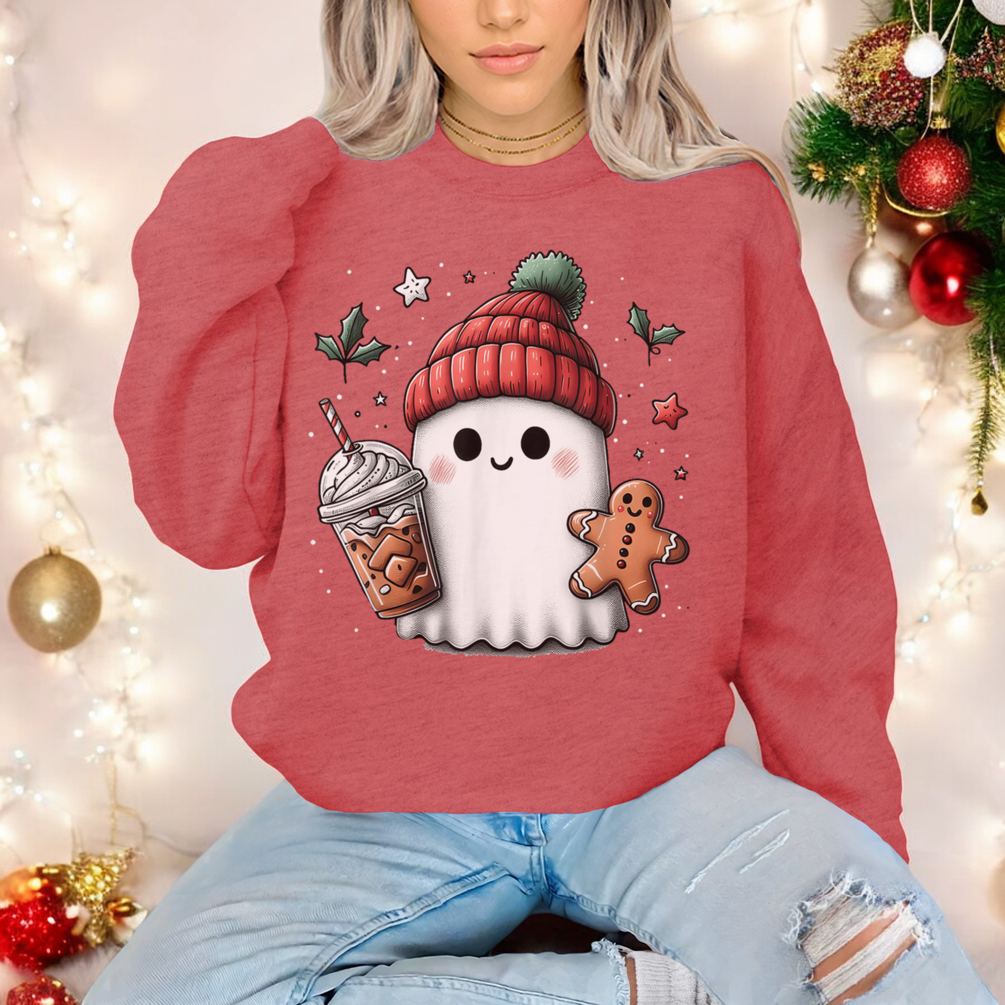 Christmas Ghost Graphic Sweatshirt