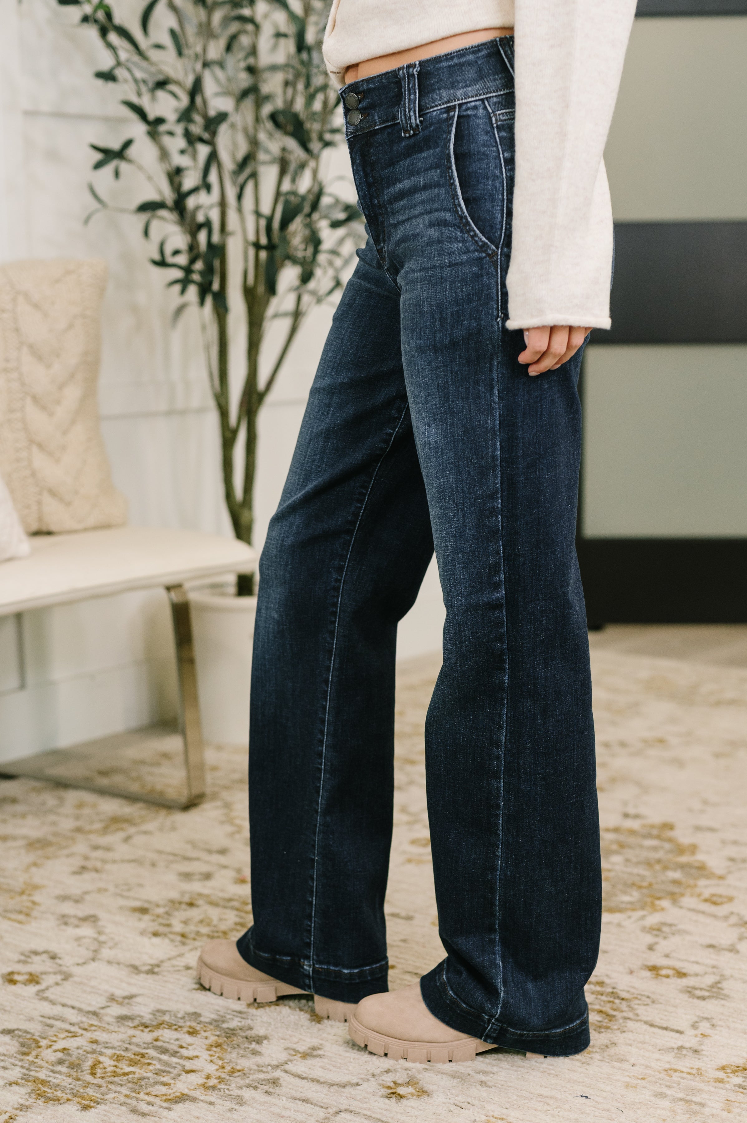 Marty High Waist Trouser Wide Leg Jean