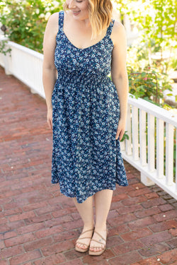 Cassidy Midi Dress - Blue Floral Mix | Summer Dress