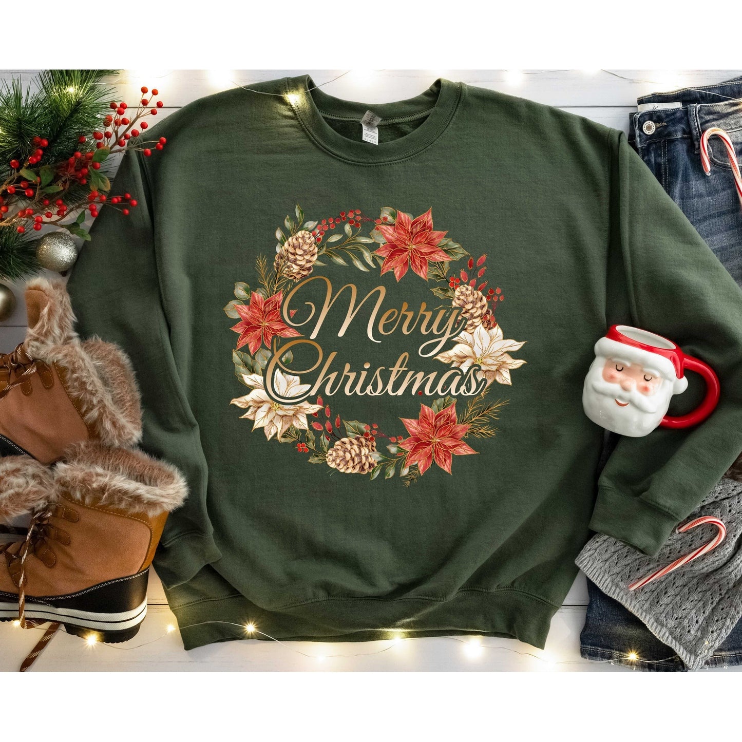 Merry Christmas Wreath Sweatshirt