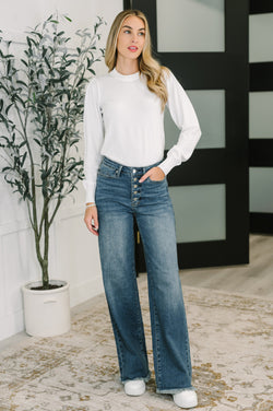 Necessary Closet Space Long Sleeve Top in White