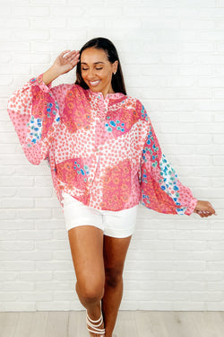 No Hesitation Mixed Print Blouse