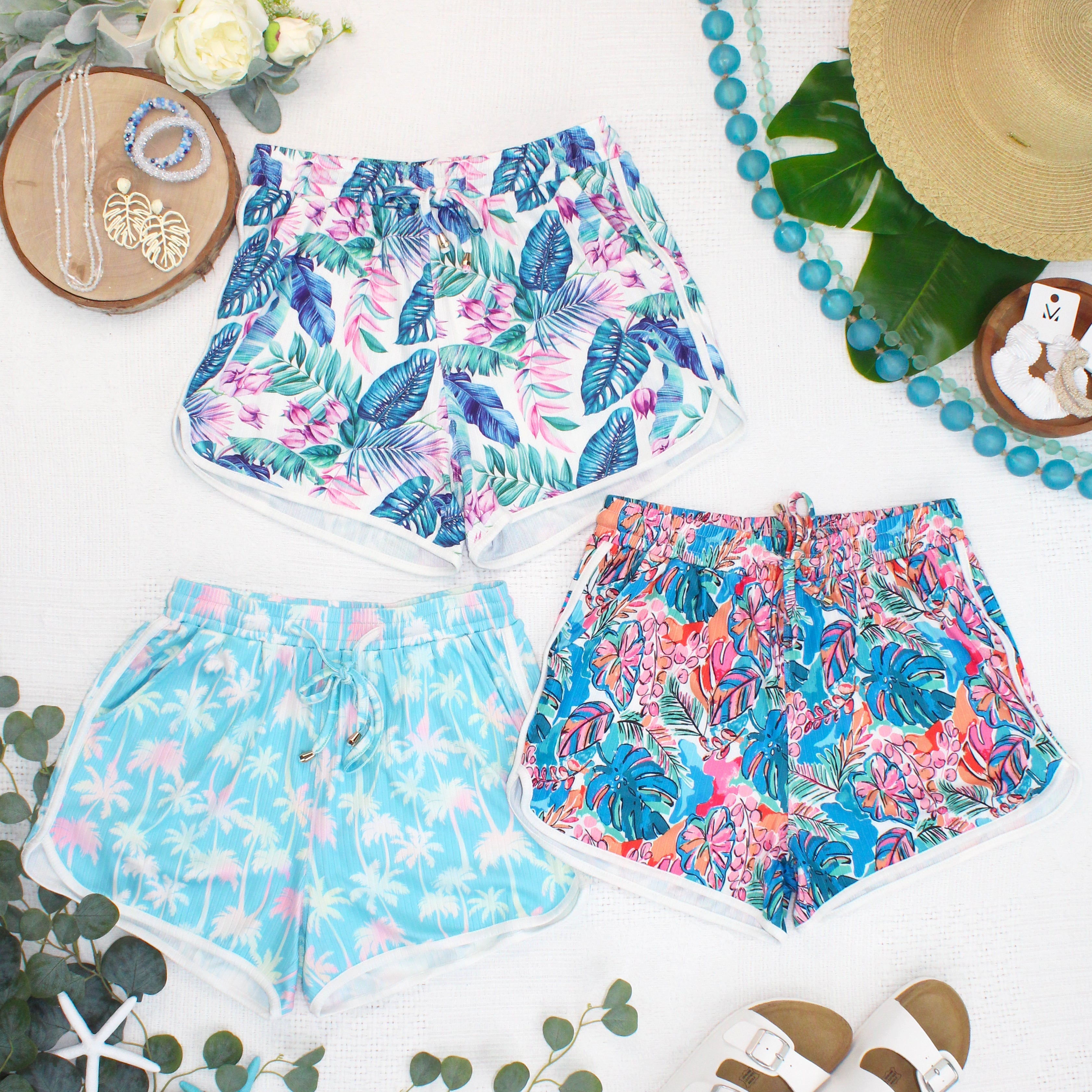 Nova Summer Shorts - Tropical Leaf