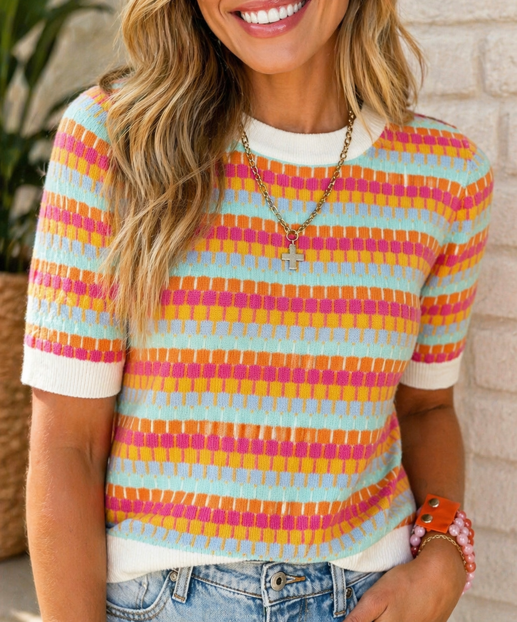 Orange Abstract Knit Sweater WTW