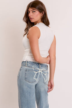 Women's Brittany Wide Leg Jeans with Bow Print
