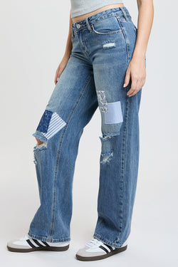 Women's Brittany Patchwork Wide Leg Jeans