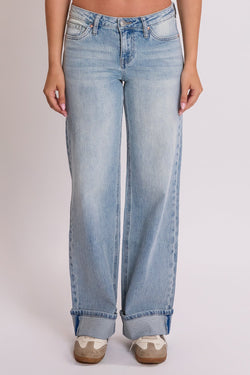Women's Luxe Brittany Low Rise Wide Leg Cuff Jeans