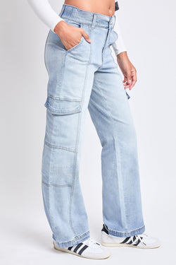 Women's High Rise Elastic Waist Straight Leg Cargo