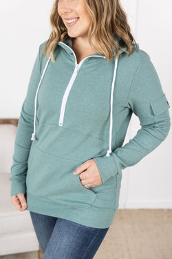 Pixie Pocket Halfzip Hoodie - Sage