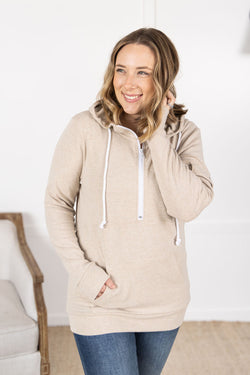 Pixie Pocket Halfzip Hoodie - Oatmeal