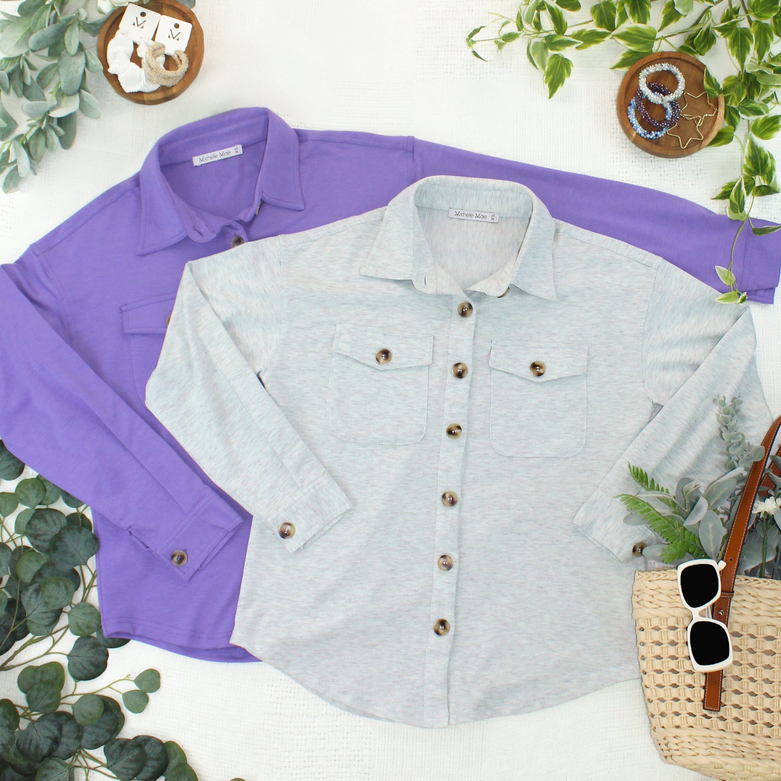 Brenna Button Down Top - Grey