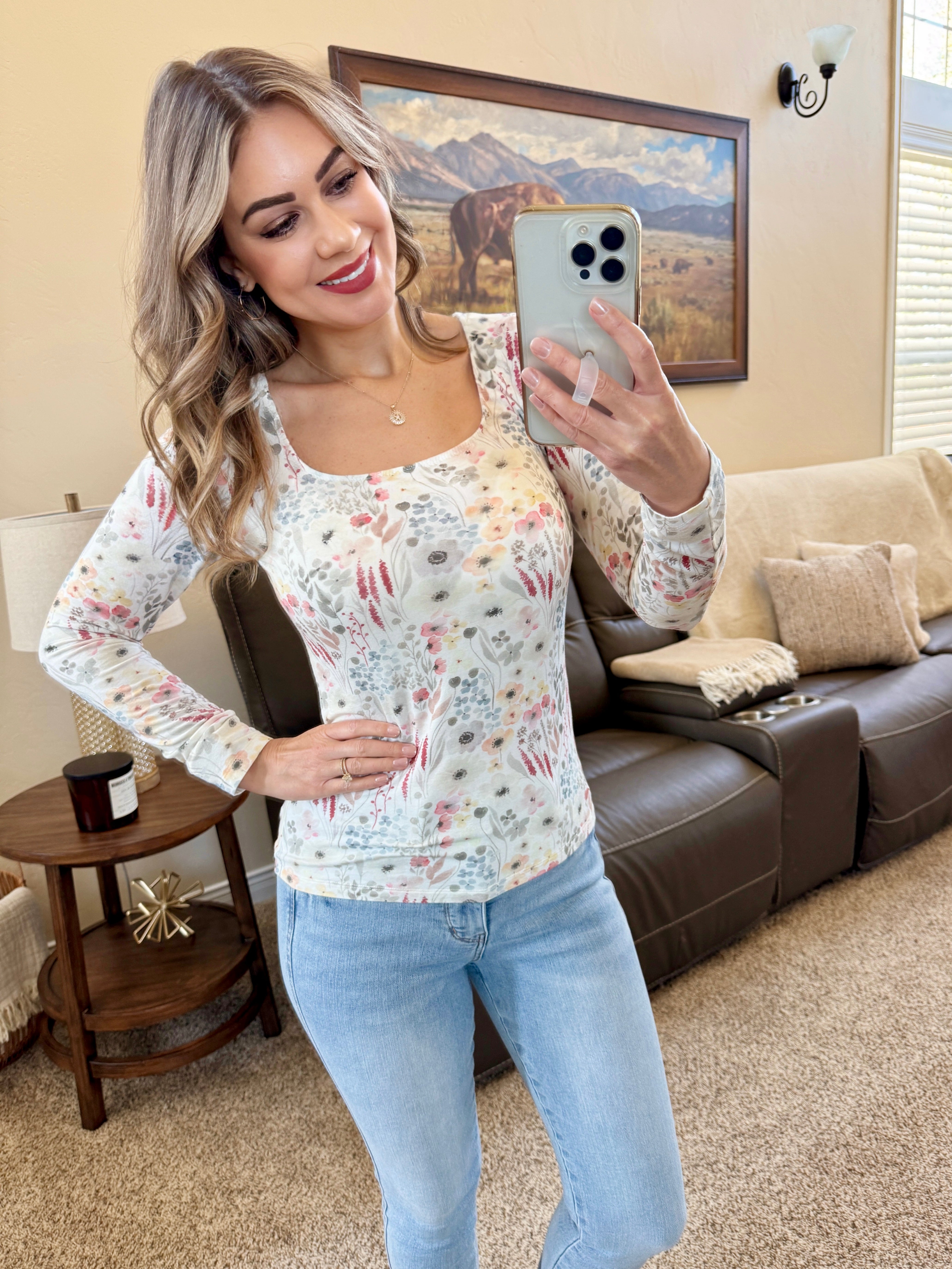 Alyssa Long Sleeve Top - Wildflower Gardens
