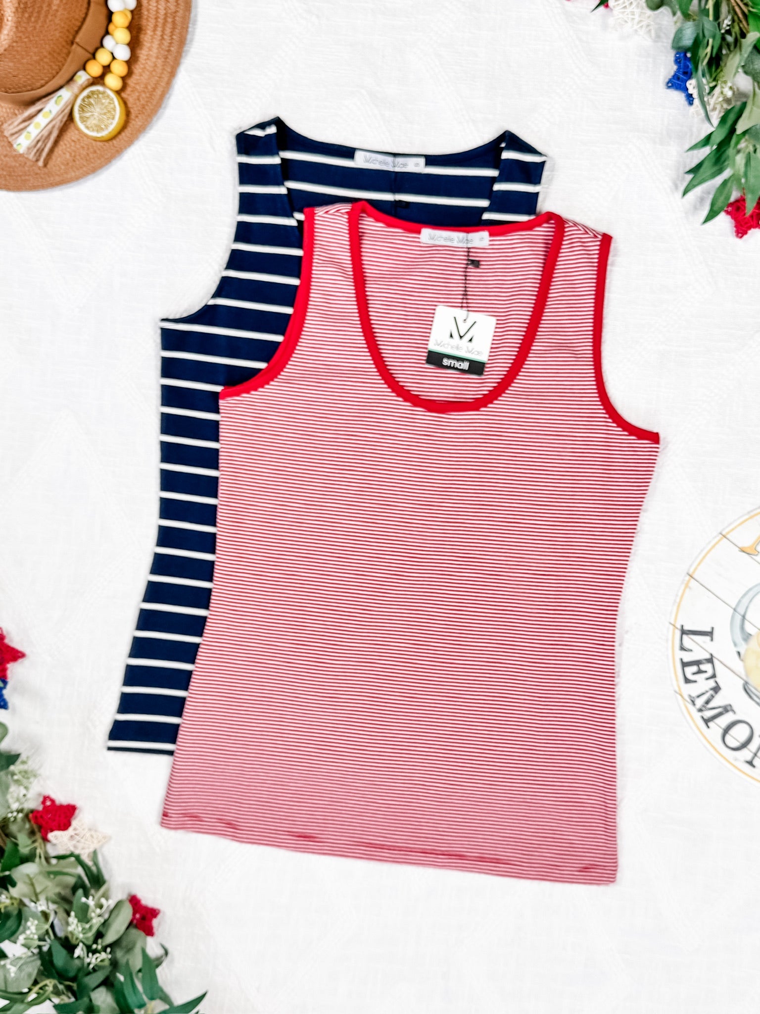 Tiffany Tank - Navy and White Stripes