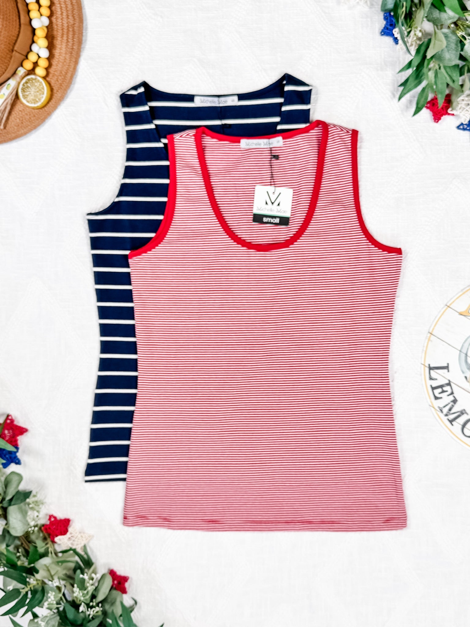 Tiffany Tank - Navy and White Stripes