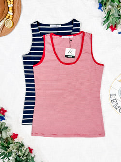 Tiffany Tank - Navy and White Stripes