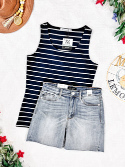 Tiffany Tank - Navy and White Stripes