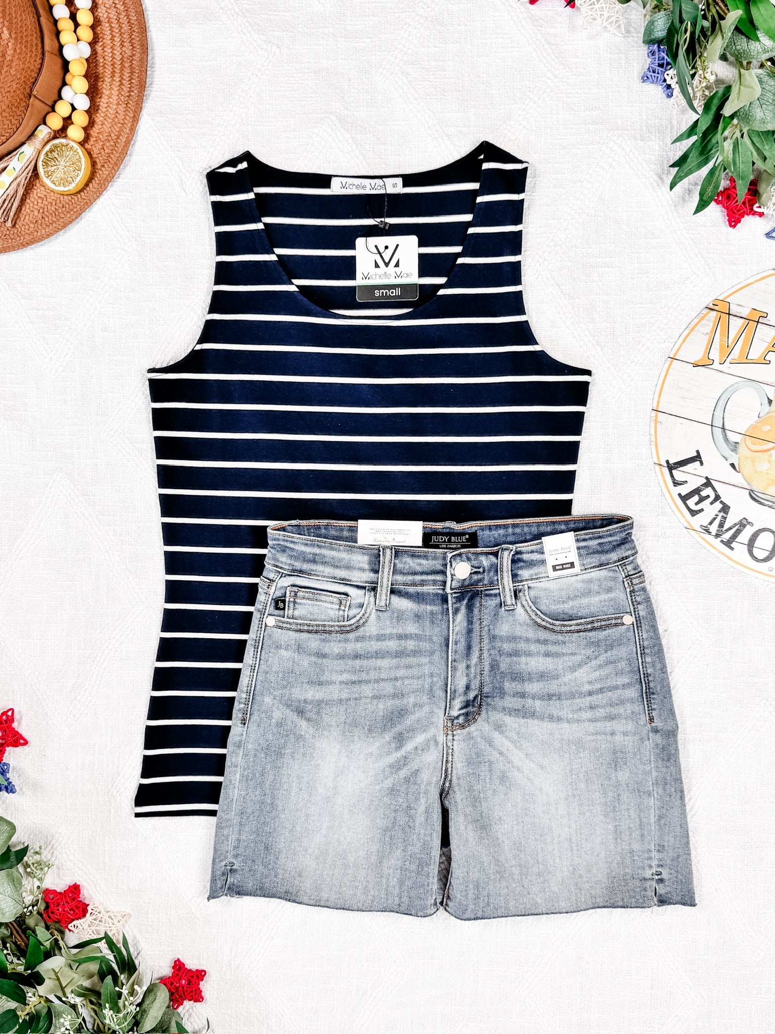 Tiffany Tank - Navy and White Stripes