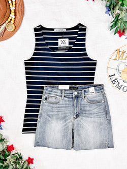 Tiffany Tank - Navy and White Stripes