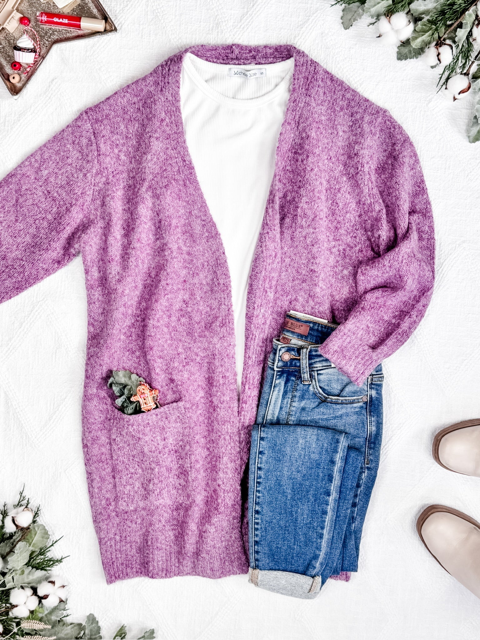 Madison Cozy Cardigan - Frosted Berry