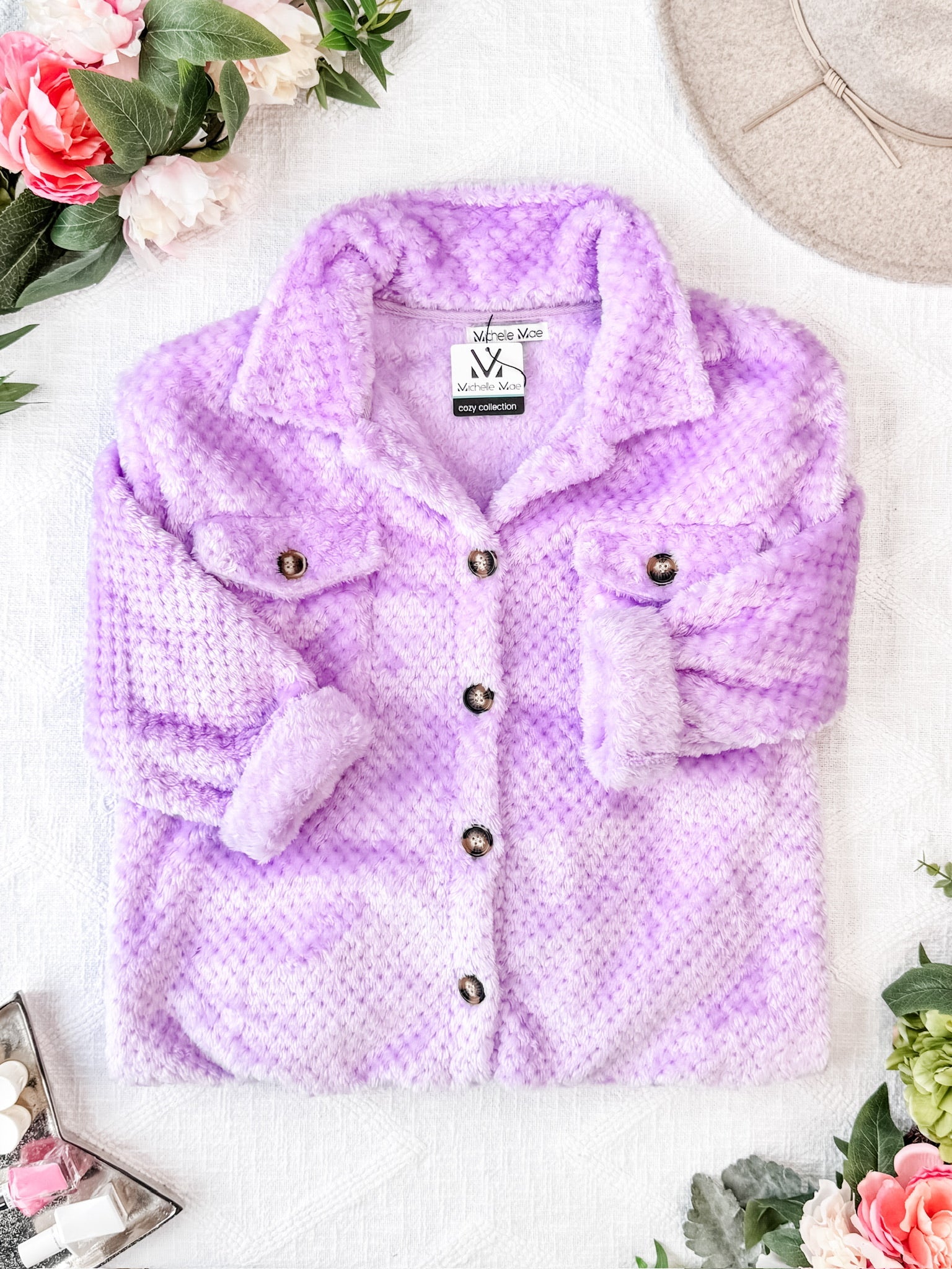 Fleece Shacket - Lavender FINAL SALE