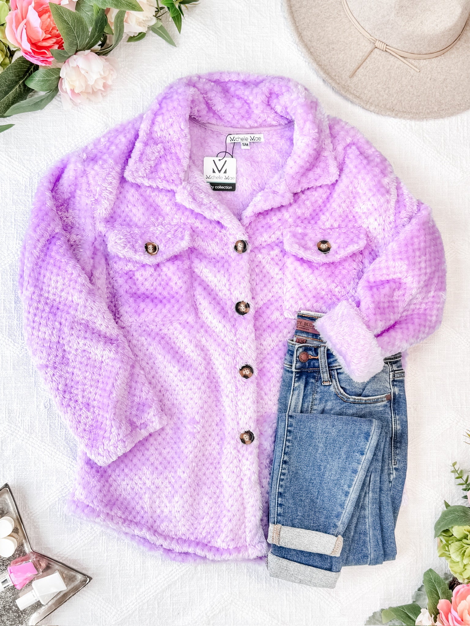 Fleece Shacket - Lavender FINAL SALE