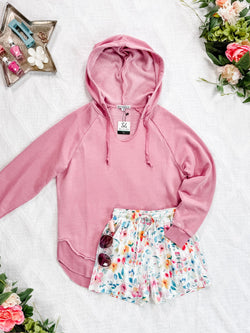 Vintage Wash Beach Hoodie - Dusty Pink