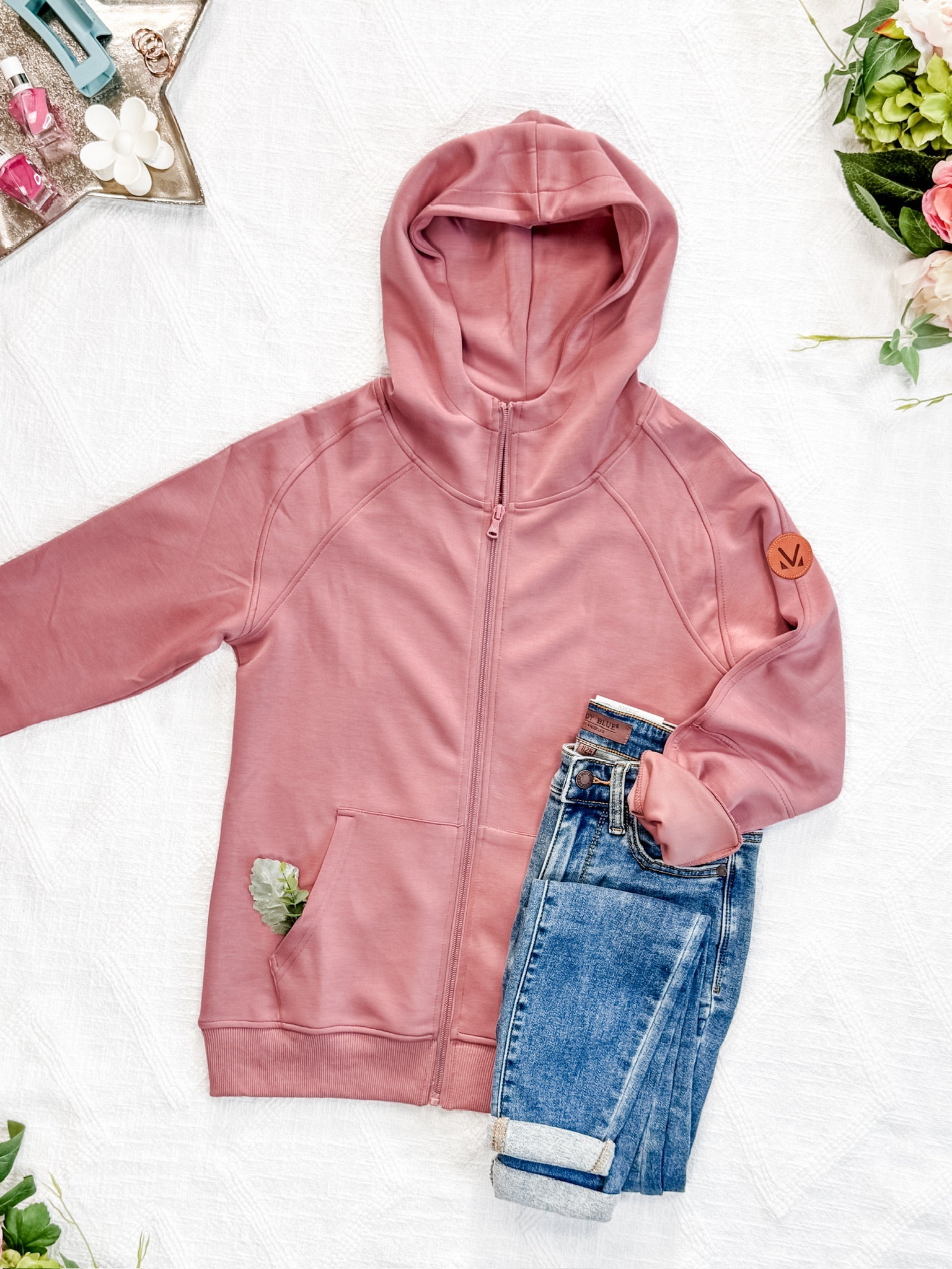 Scuba FullZip Hoodie - Rose