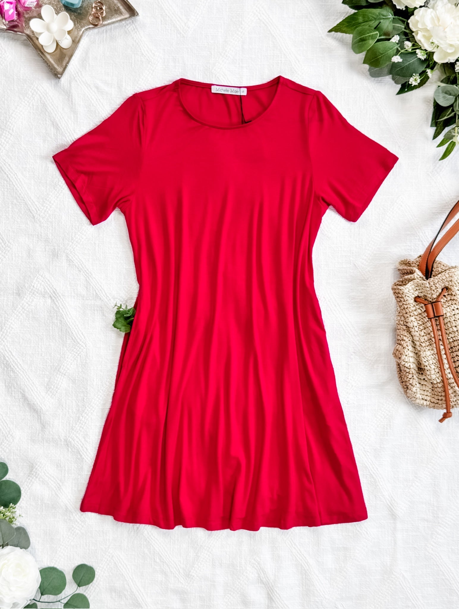 Roxy Swing Tunic Dress - Red
