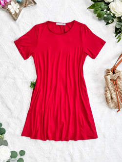 Roxy Swing Tunic Dress - Red