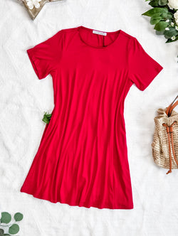 Roxy Swing Tunic Dress - Red