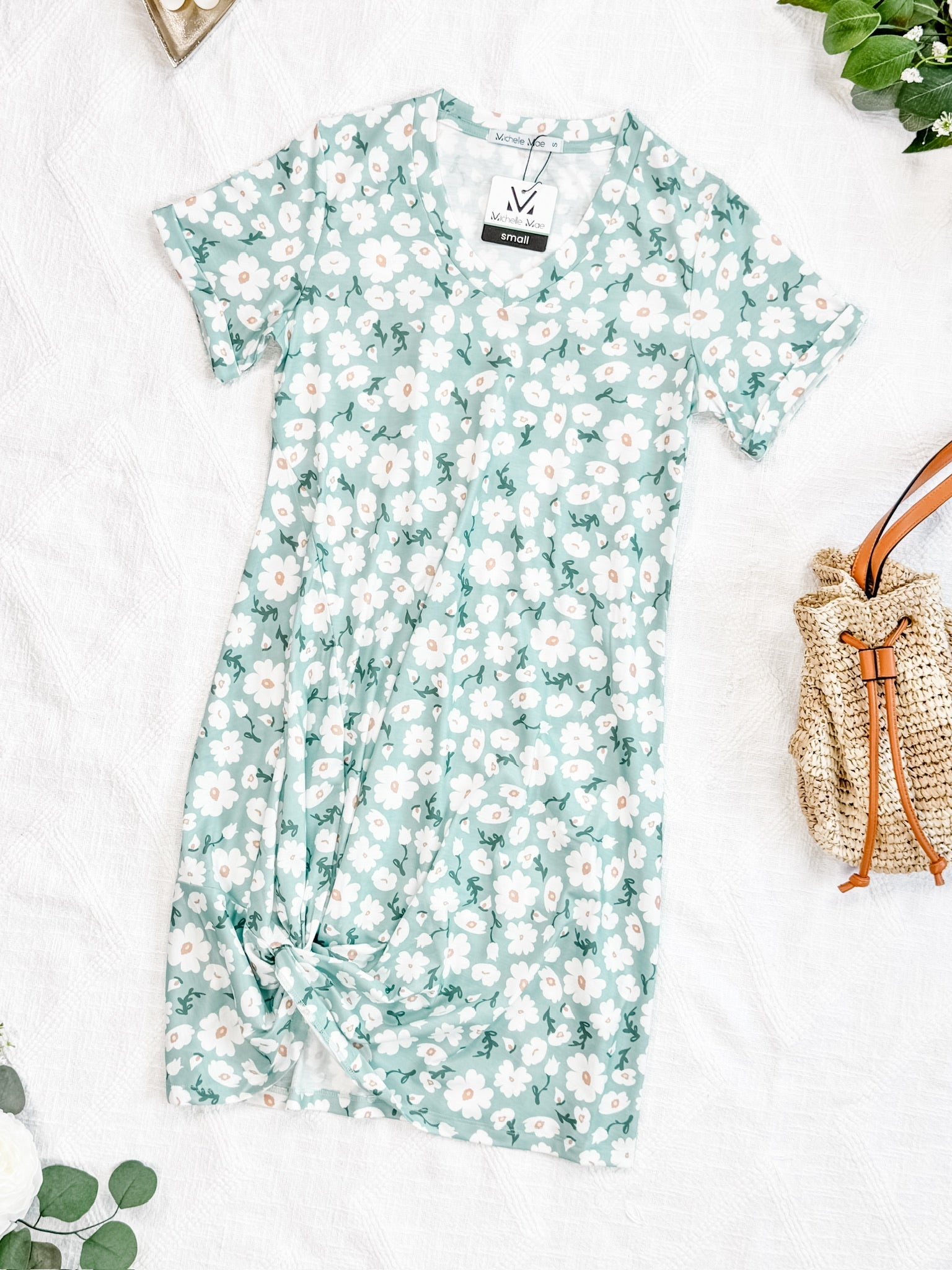 Knot Dress - Green Floral