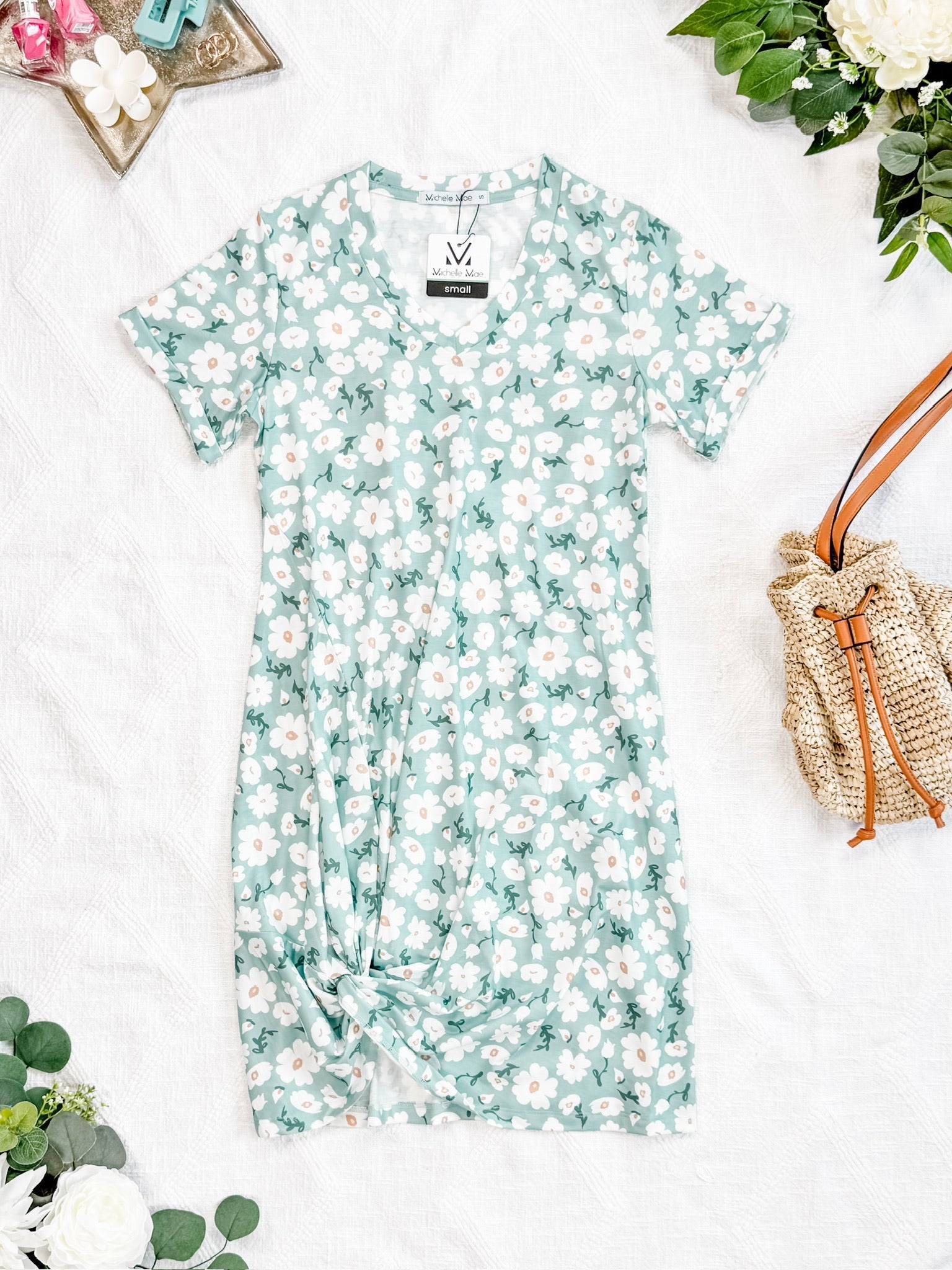 Knot Dress - Green Floral