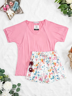 Bamboo V Neck Tee - Rose
