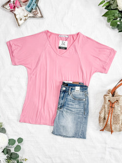 Bamboo V Neck Tee - Rose