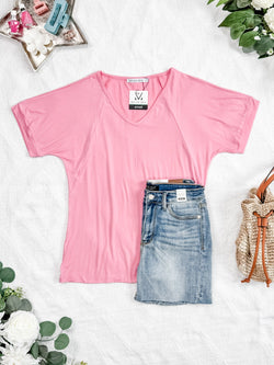 Bamboo V Neck Tee - Rose