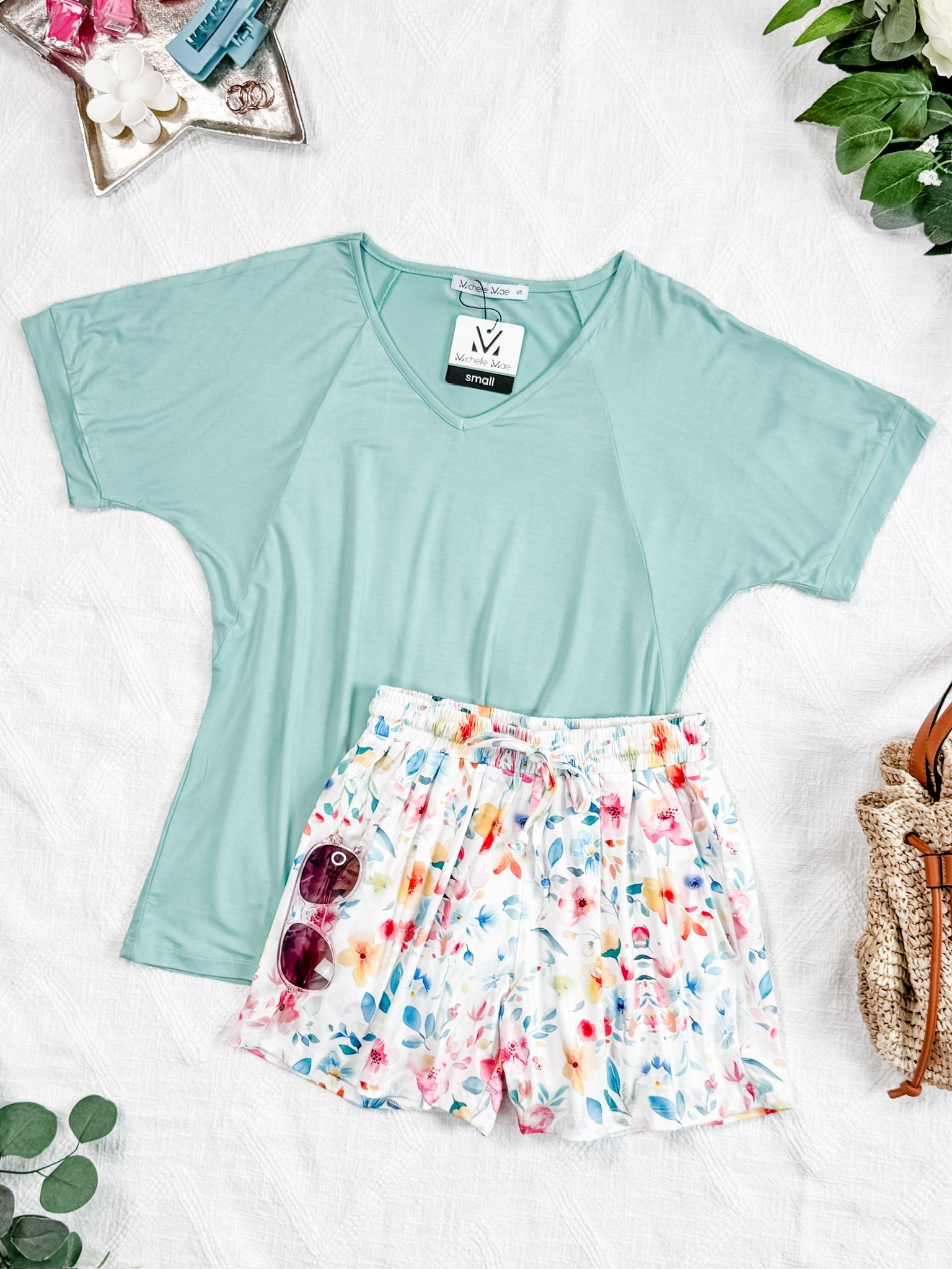 Bamboo V Neck Tee - Mint