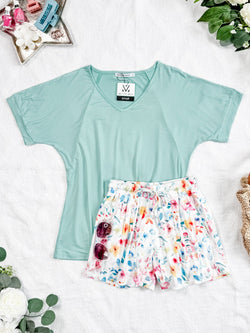 Bamboo V Neck Tee - Mint