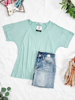 Bamboo V Neck Tee - Mint