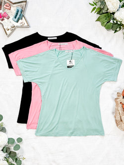 Bamboo V Neck Tee - Black