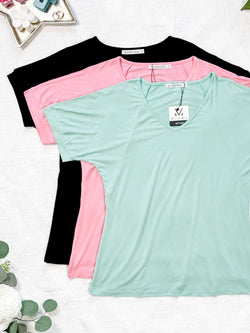 Bamboo V Neck Tee - Black