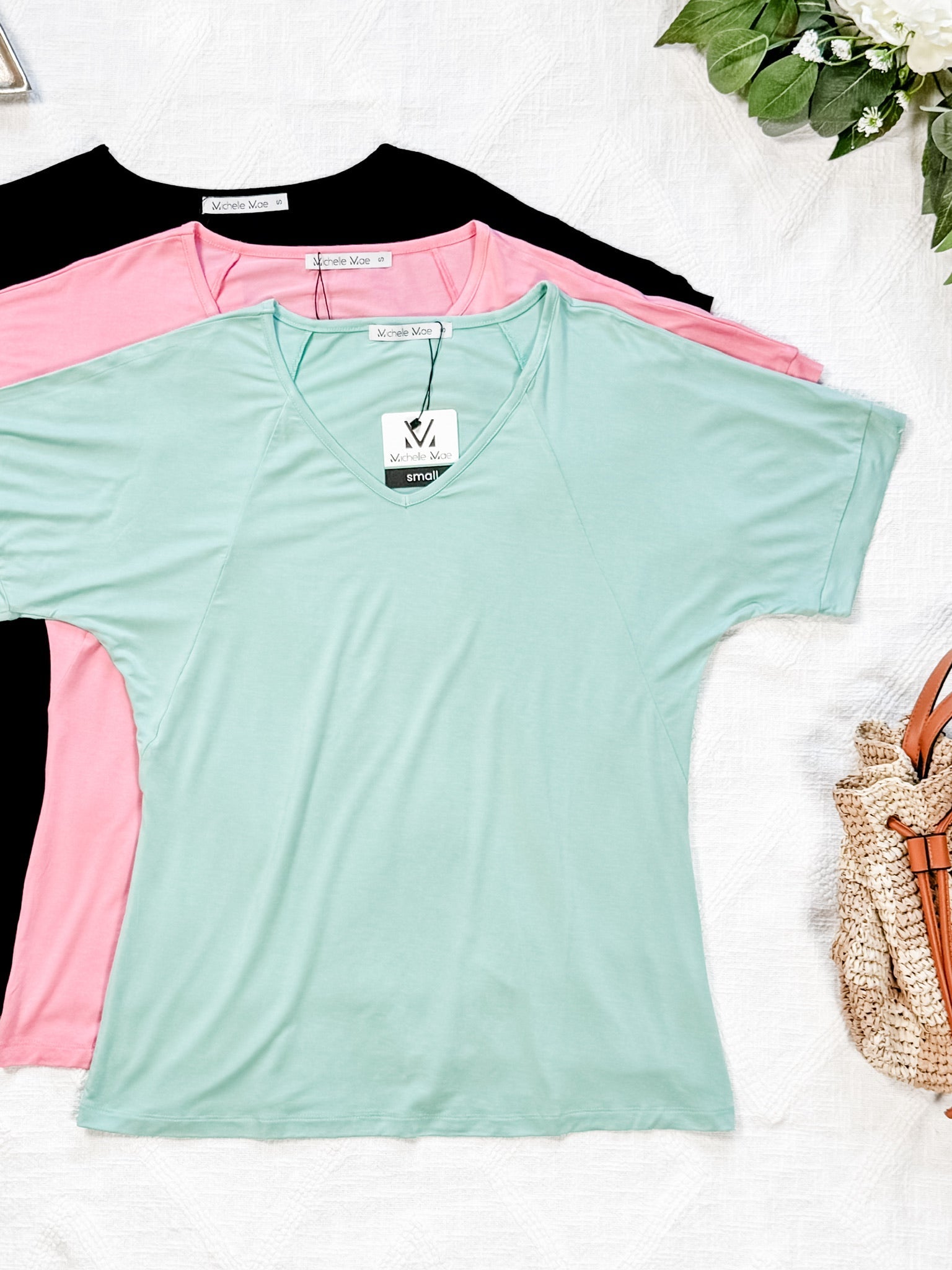 Bamboo V Neck Tee - Rose