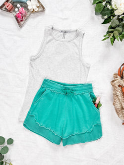 French Terry Stevie Shorts - Caribbean Green